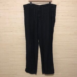 Men's Black Linen Drawstring Trouser Pants Ermenegildo Zegna Size 38